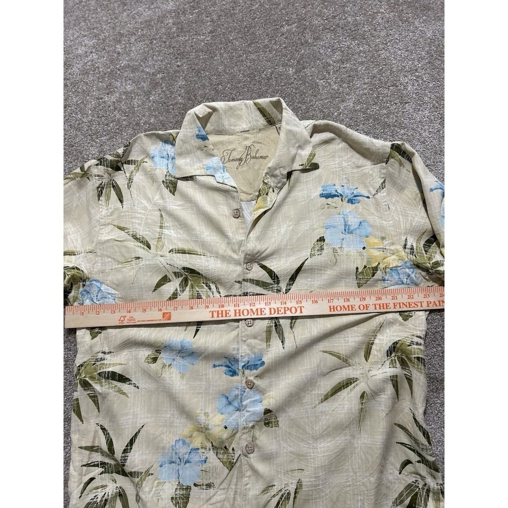 Tommy Bahama Men's L 100% Silk Hawaiian Shirt L Short Sleeve Yellow - Picture 3 of 7